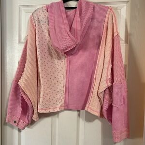 New in package POL Hooded Mixed Media Oversized top